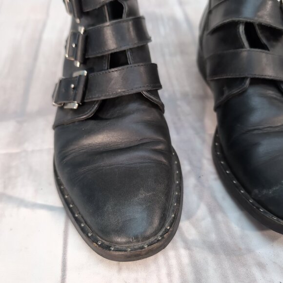 Black Leather Multi-Strap Buckle Ankle Boots – Made in Portugal – Size 36 (US 6) - Picture 3 of 9